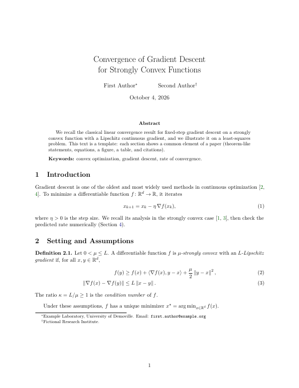 First page of the “Scientific article” template
