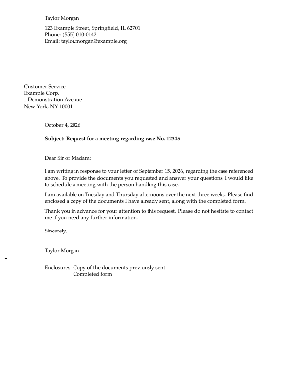 First page of the “Formal letter” template