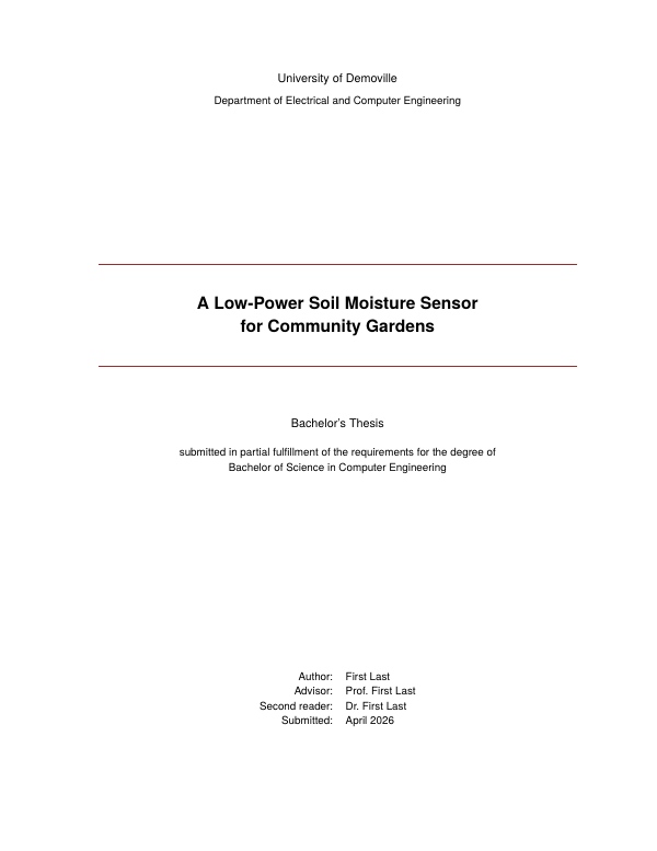 First page of the “Bachelor's thesis” template