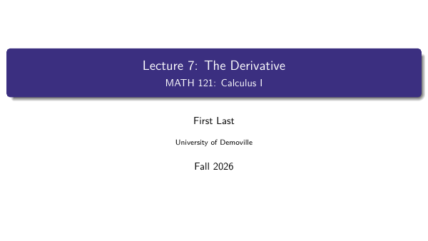 First page of the “Lecture slides” template