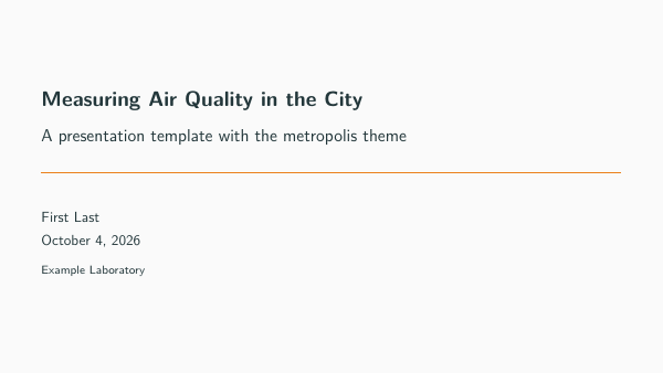 First page of the “Metropolis presentation” template