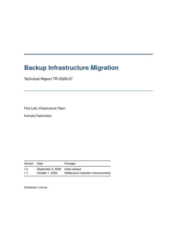 First page of the “Technical report” template